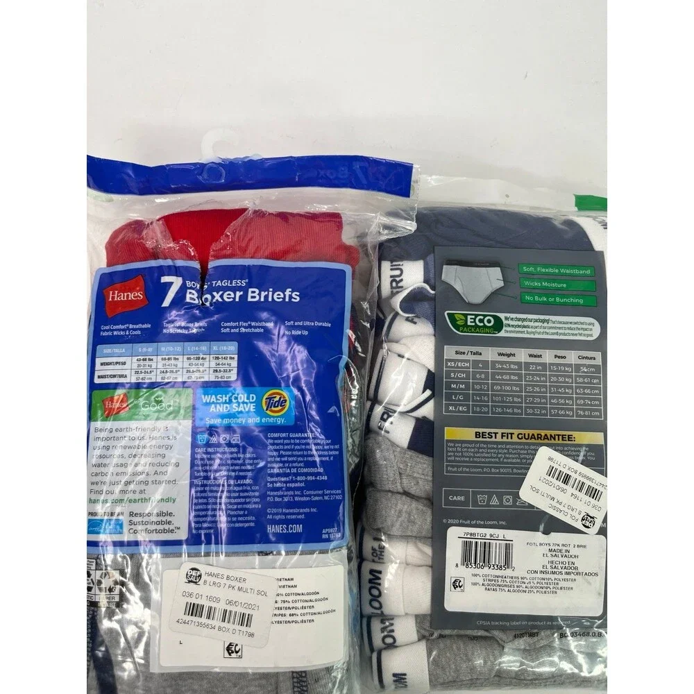 Bundle Boys Hanes FOTL Underwear Briefs Boxers Size Underwear Size Large 14/16